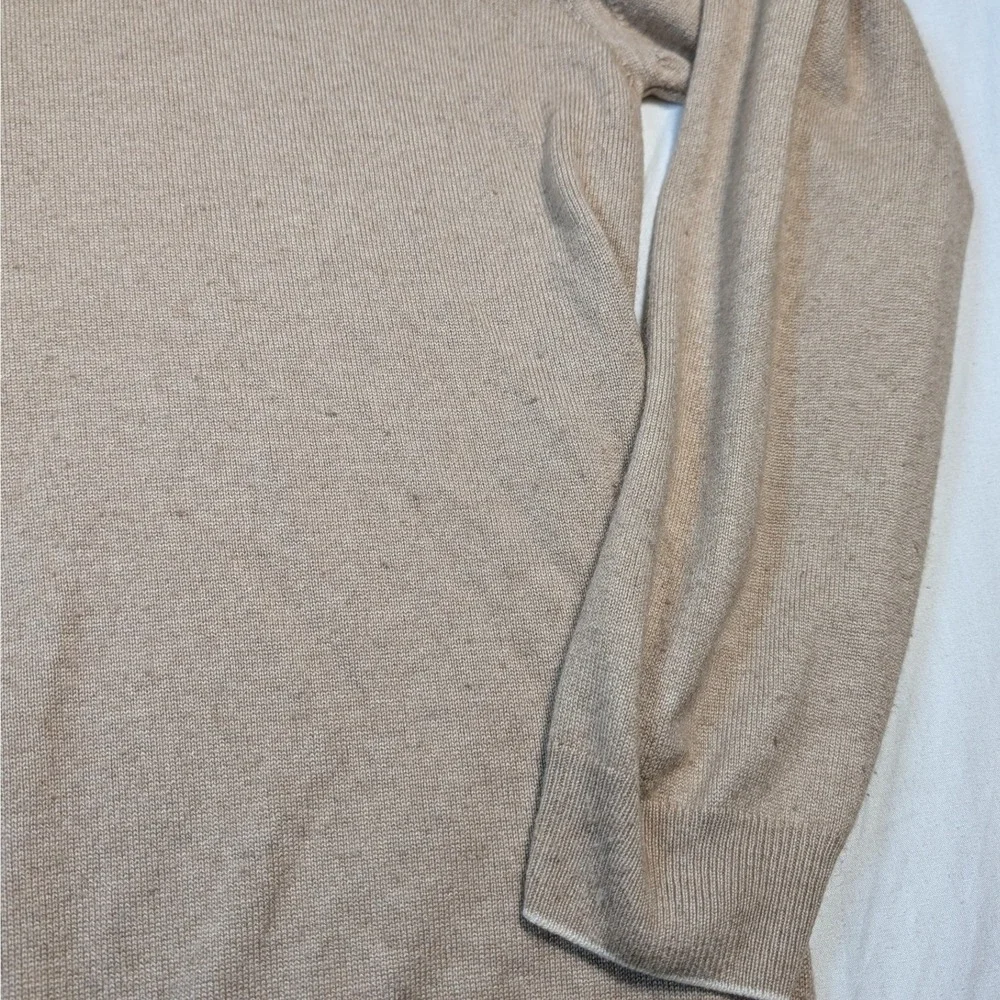 Hathaway Platinum Mens Quarter Zip Sweater XXL Tan Silk Cashmere Blend
